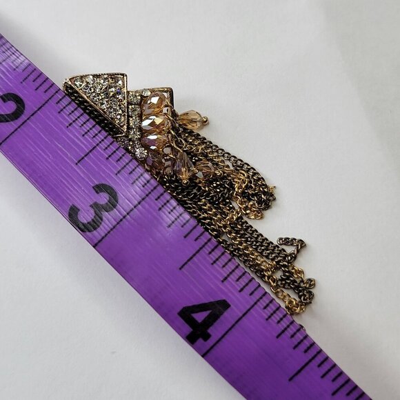 Tiered Gold Tone Long Tassel Earrings - Picture 7 of 8